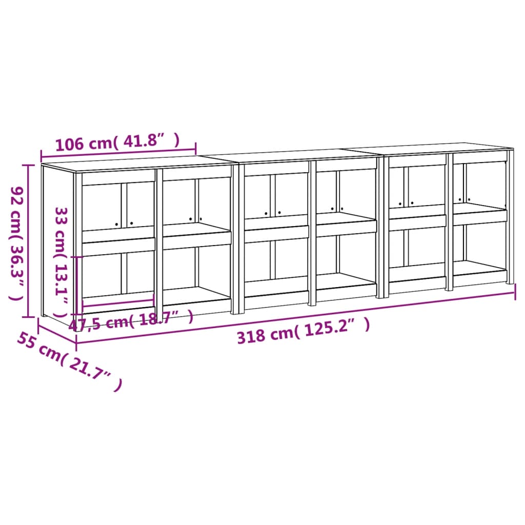 vidaXL Outdoor Kitchen Cabinets 3 pcs Solid Wood Douglas