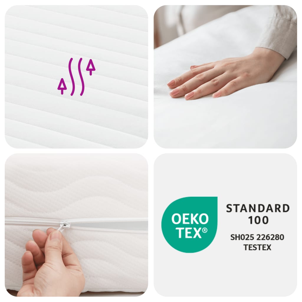 Foam Mattress White 90x190 cm 7-Zone Hardness 20 ILD