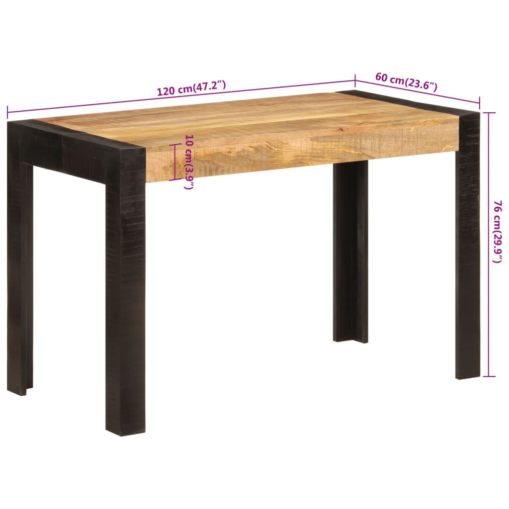 vidaXL Dining Table 120x60x76 cm Solid Wood Mango