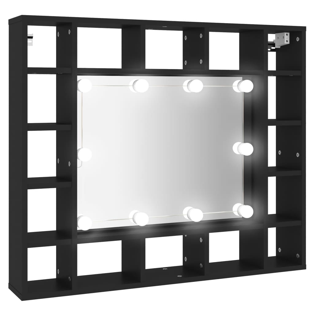 vidaXL LED Mirror Cabinet Black 91x15x76.5 cm