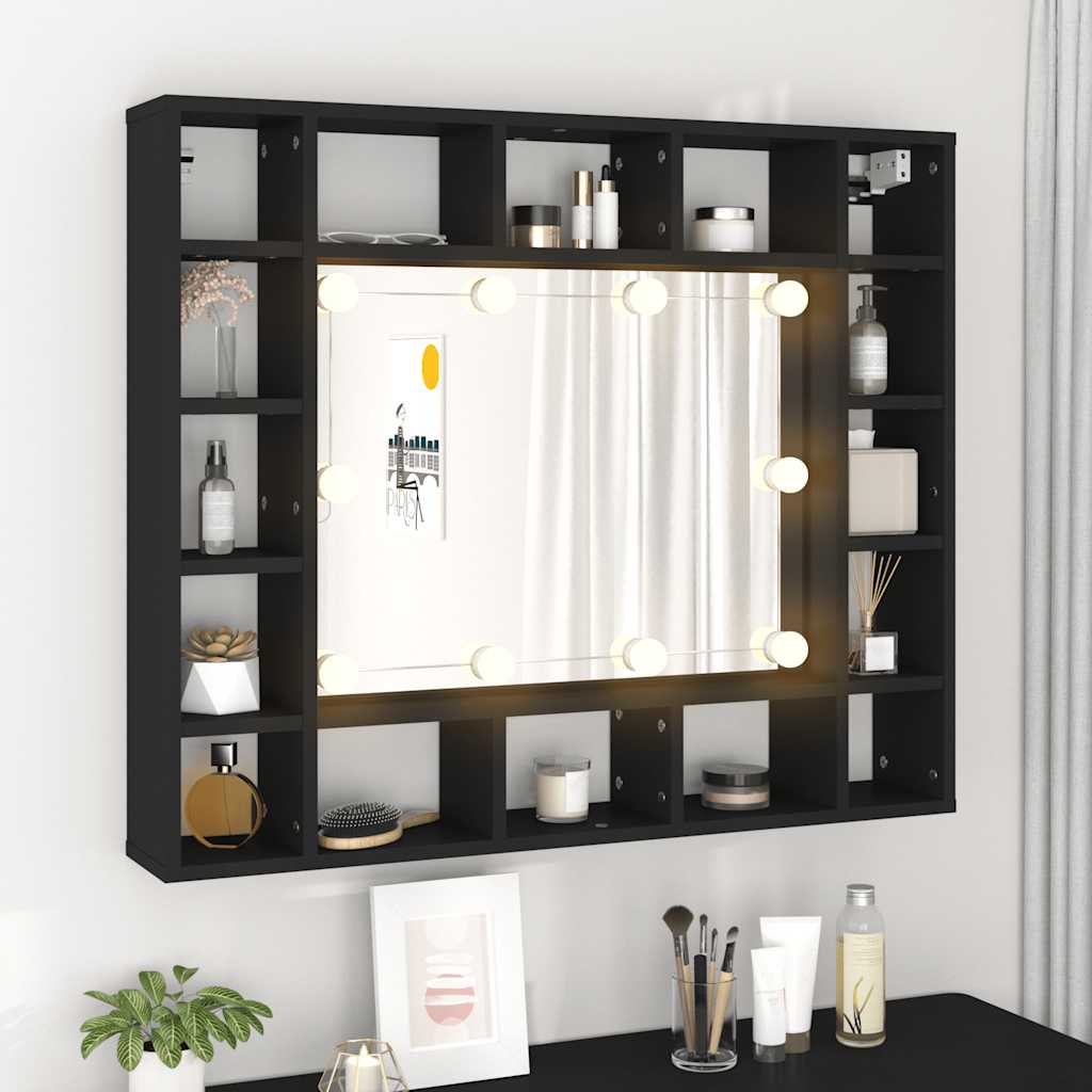 LED Mirror Cabinet Black 91x15x76,5 cm