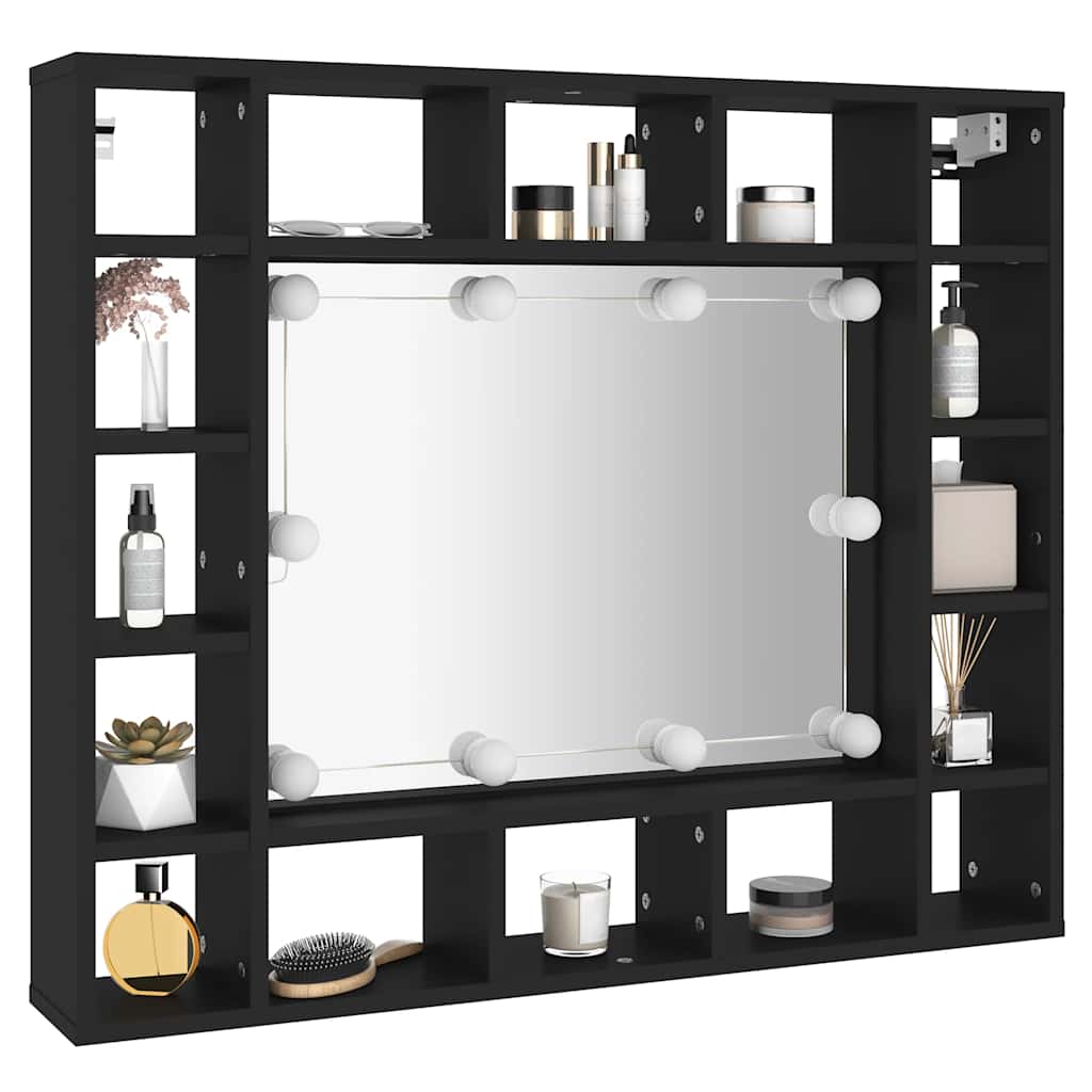 LED Mirror Cabinet Black 91x15x76,5 cm