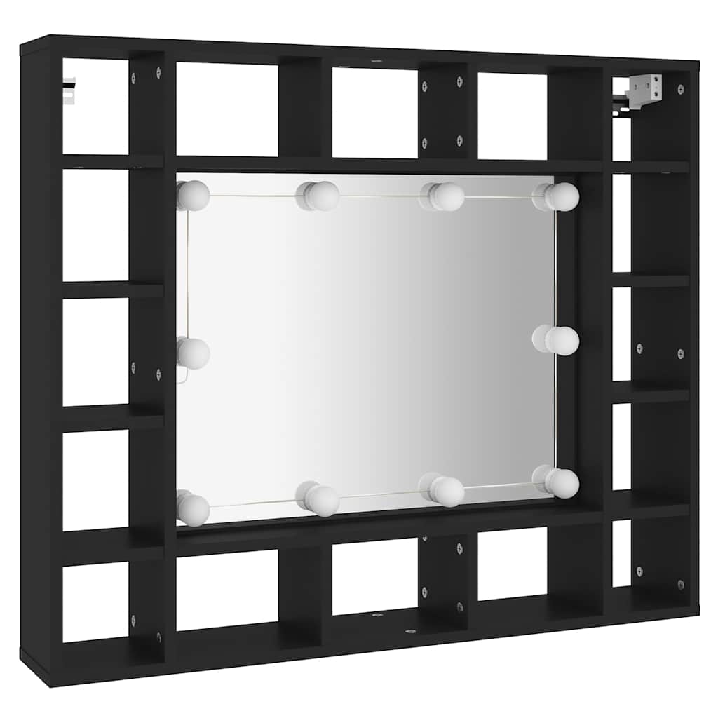 LED Mirror Cabinet Black 91x15x76,5 cm