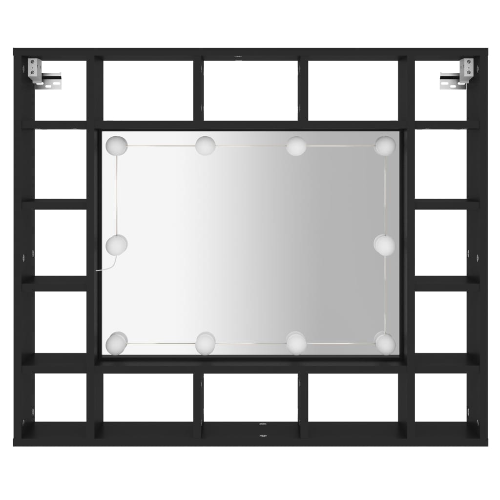 vidaXL LED Mirror Cabinet Black 91x15x76.5 cm