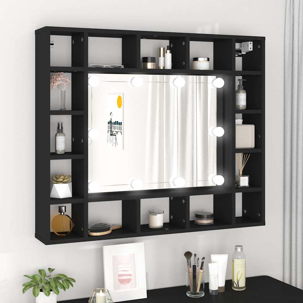LED Mirror Cabinet Black 91x15x76,5 cm