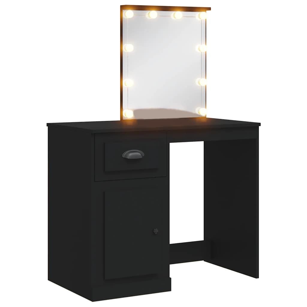 Dressing Table with LED Lights Black 90x42x132,5 cm