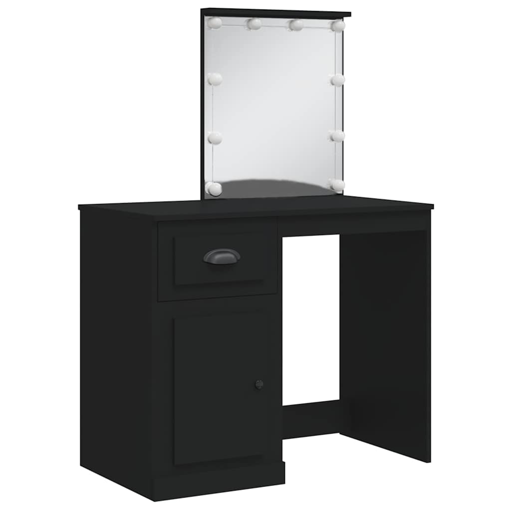 Dressing Table with LED Lights Black 90x42x132,5 cm