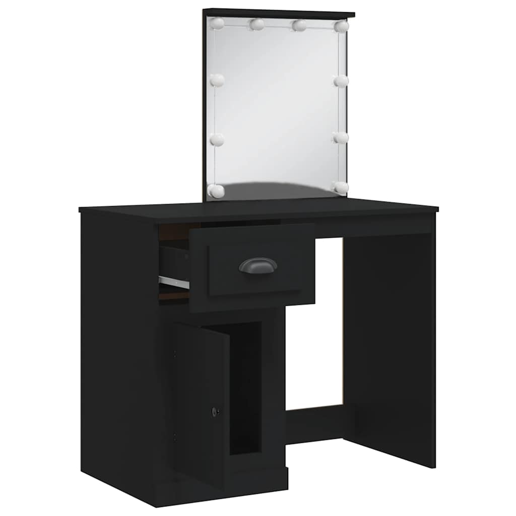Dressing Table with LED Lights Black 90x42x132,5 cm