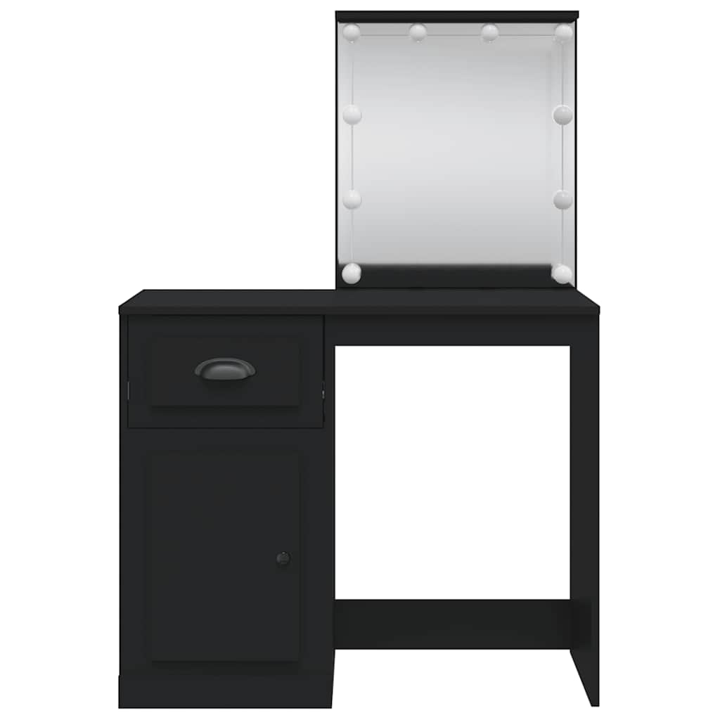 Dressing Table with LED Lights Black 90x42x132,5 cm