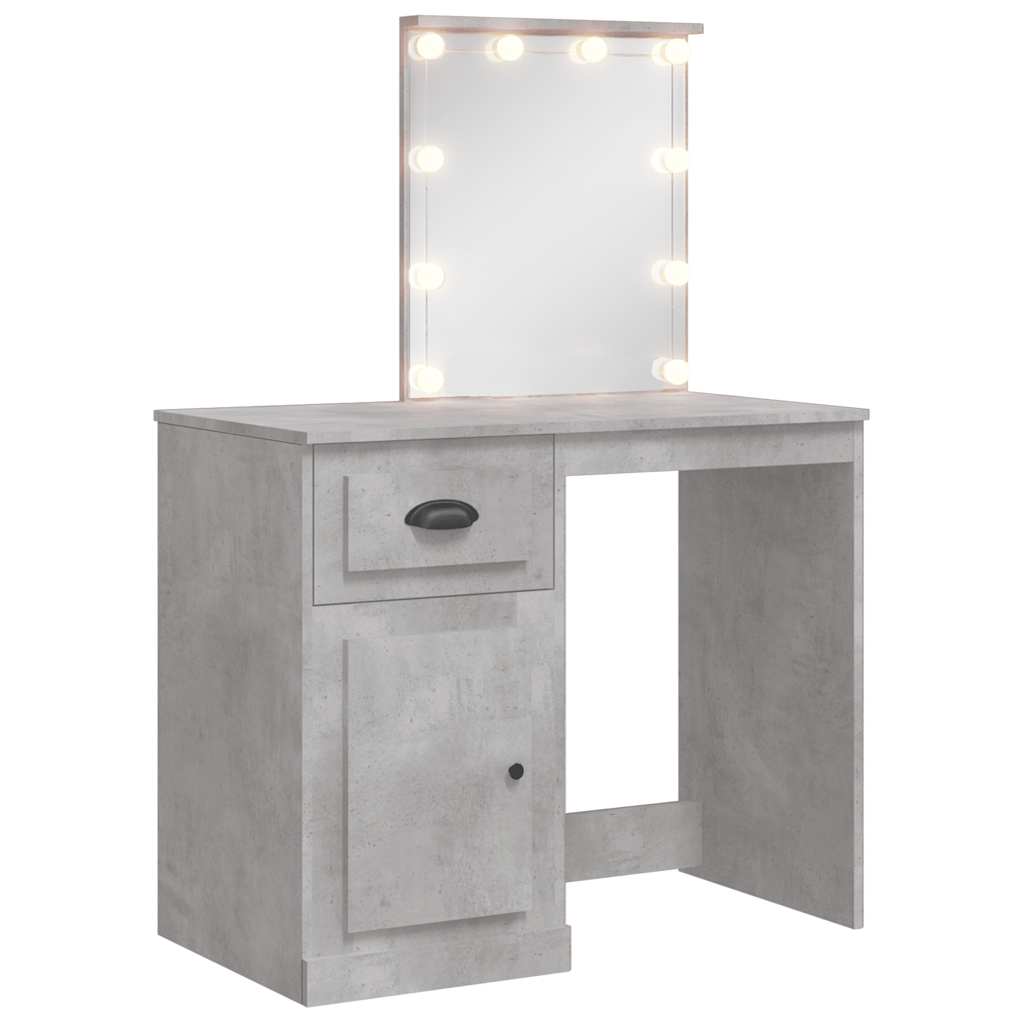 Dressing Table with LED Lights Concrete Grey 90x42x132,5 cm