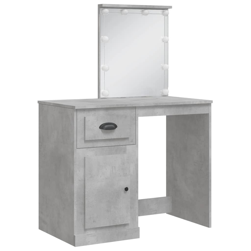 Dressing Table with LED Lights Concrete Grey 90x42x132,5 cm