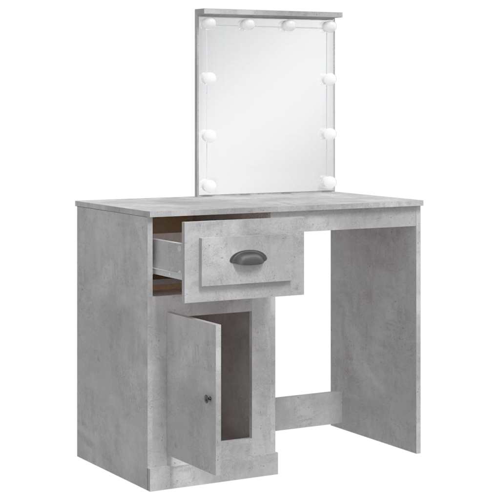 Dressing Table with LED Lights Concrete Grey 90x42x132,5 cm