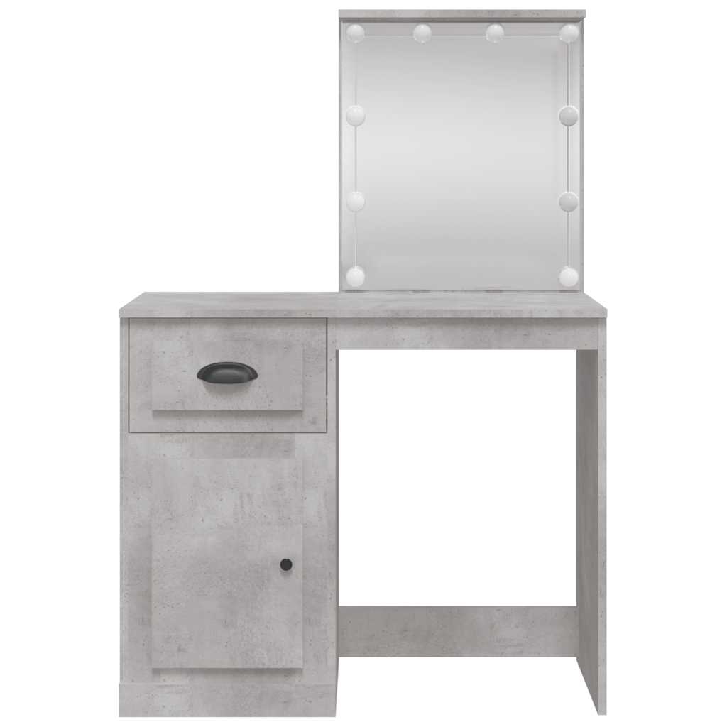 Dressing Table with LED Lights Concrete Grey 90x42x132,5 cm