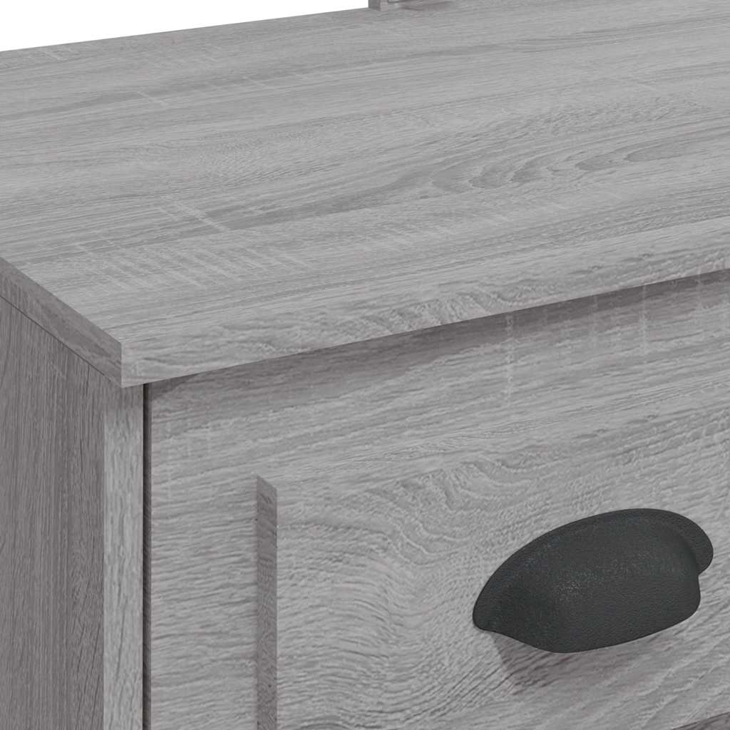 Dressing Table with LED Lights Grey Sonoma 90x42x132.5 cm