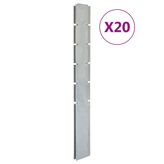 vidaXL Garden Fence Posts 20 pcs Silver 160 cm Galvanised Steel