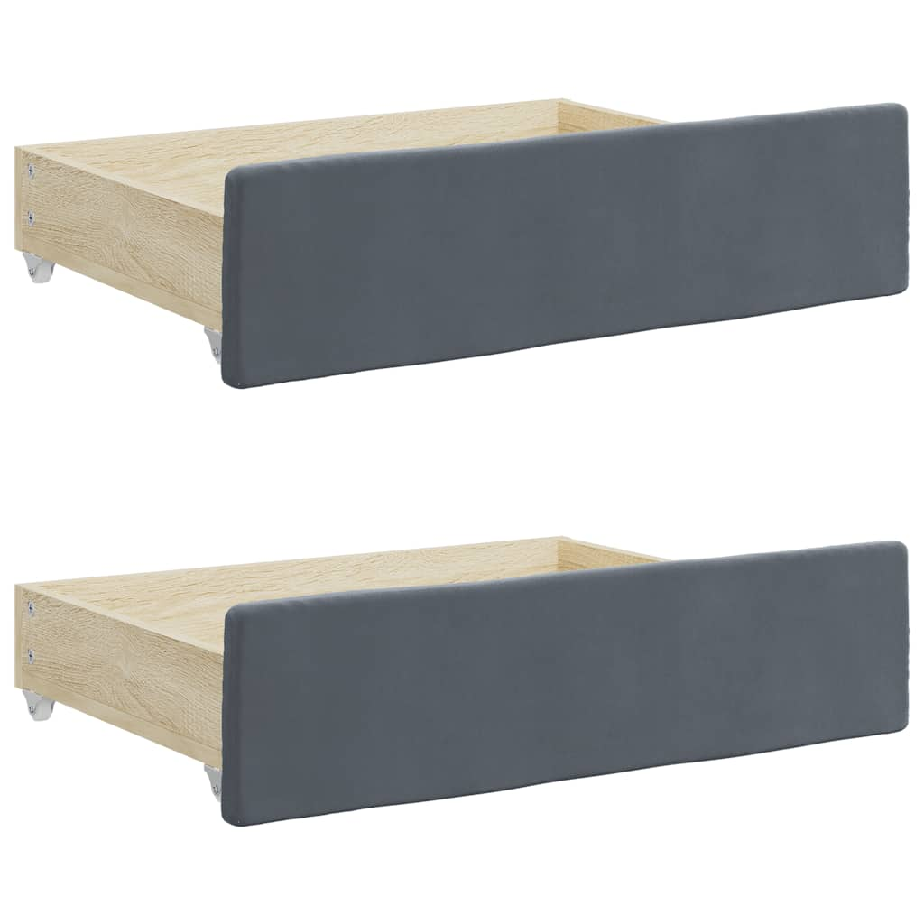 vidaXL Bed Drawers 2 pcs Dark Grey Engineered Wood and Velvet