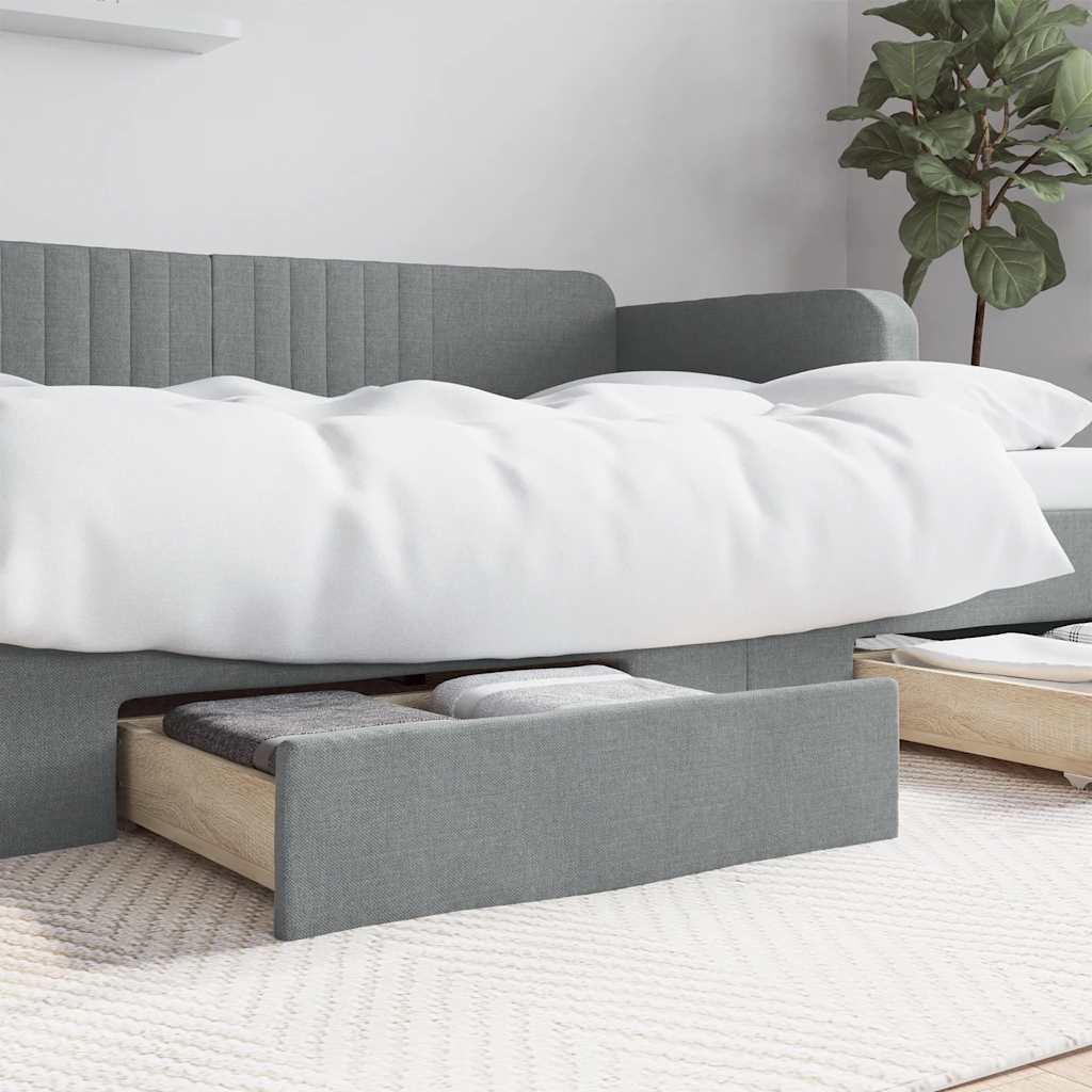 Bed Storage Drawers 2 pcs Light Grey Engineered Wood and Fabric
