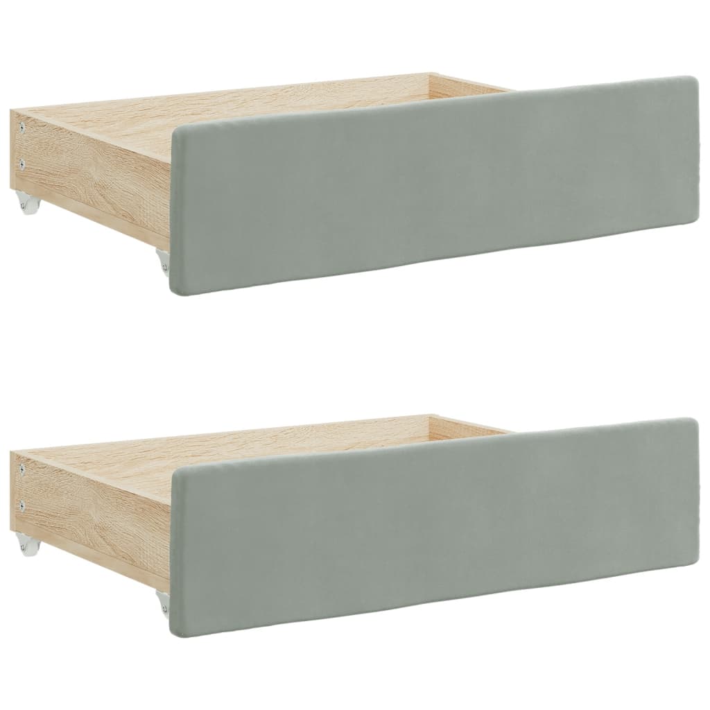 vidaXL Bed Storage Drawers 2 pcs Light Grey Engineered Wood and Velvet