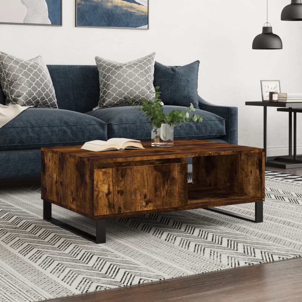 Coffee Table Smoked Oak 90x60x35 cm Engineered Wood