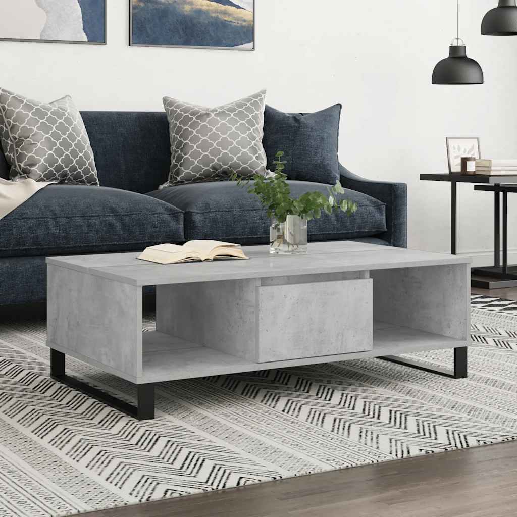 Coffee Table Concrete Grey 104x60x35 cm Engineered Wood