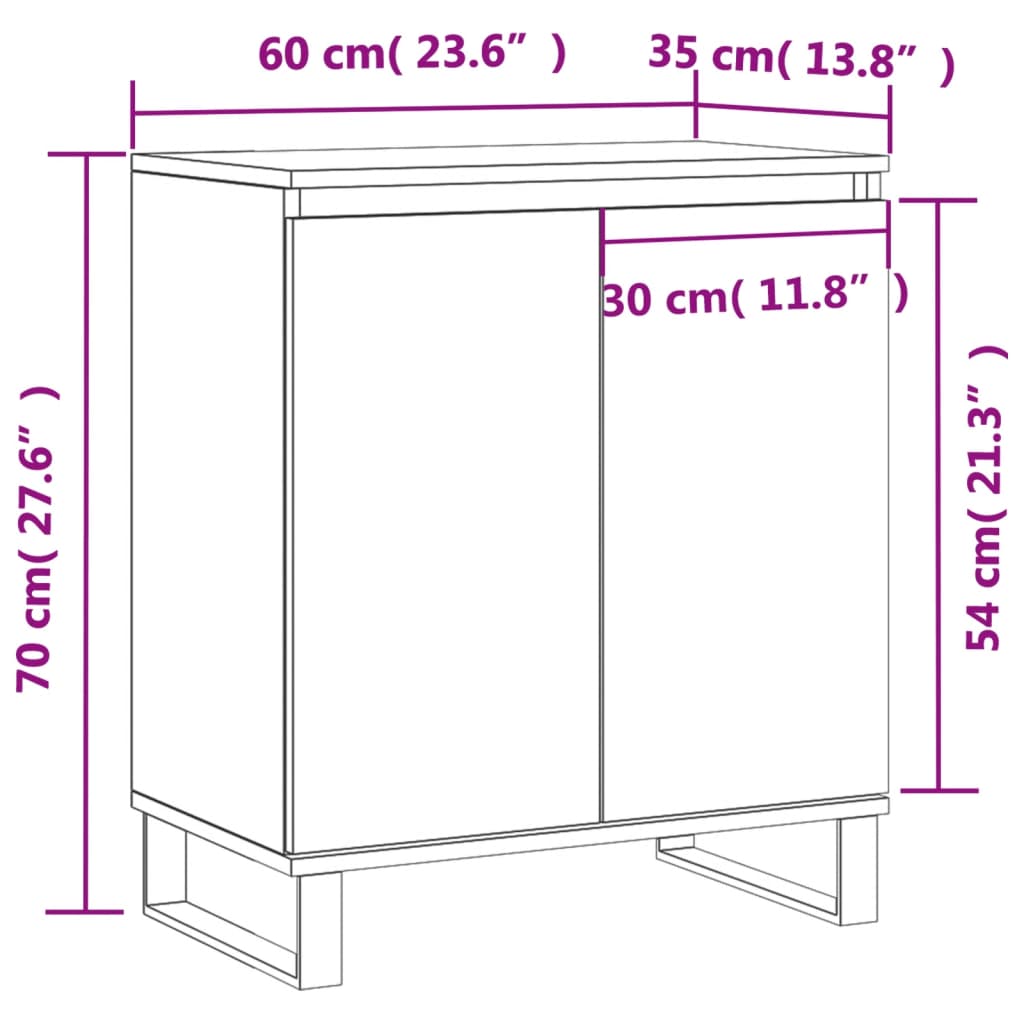 Sideboard Concrete Grey 60x35x70 cm Engineered Wood