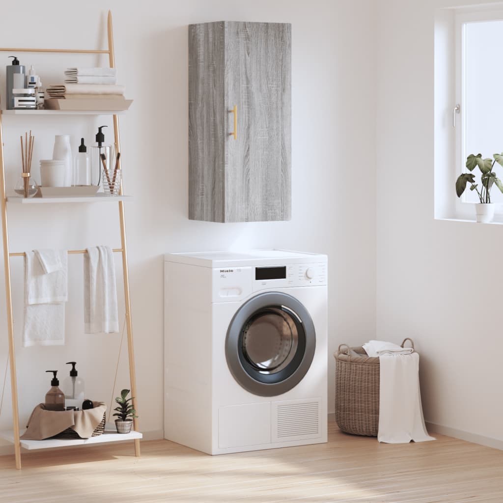 Wall Mounted Cabinet Grey Sonoma 34,5x34x90 cm