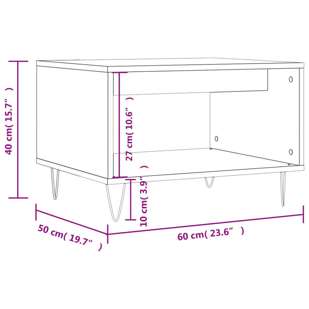 vidaXL Coffee Table Grey Sonoma 60x50x40 cm Engineered Wood