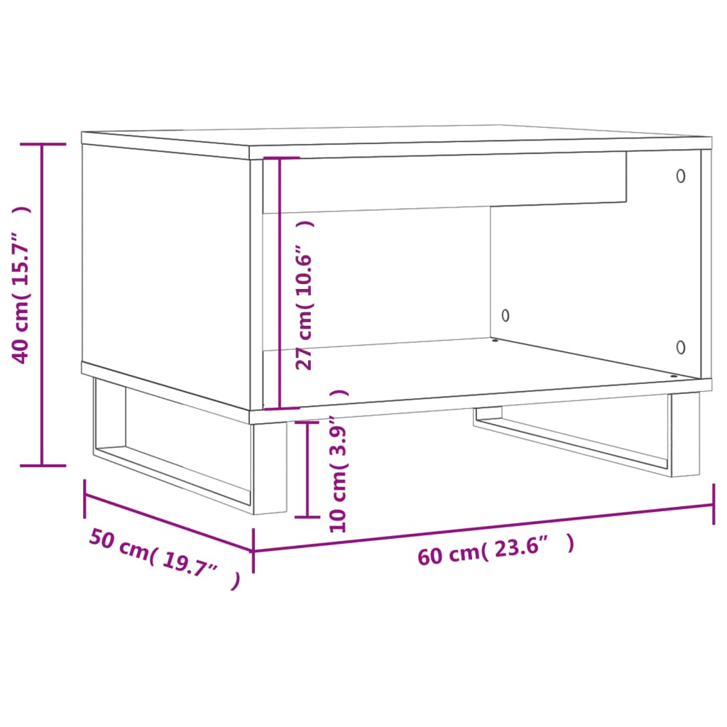 vidaXL Coffee Table White 60x50x40 cm Engineered Wood