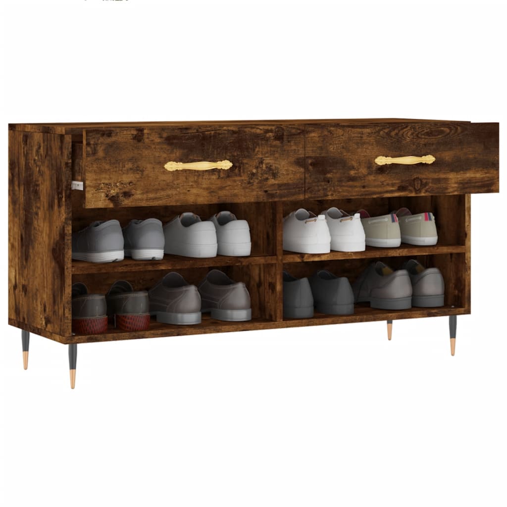Shoe Bench Smoked Oak 102x35x55 cm Engineered Wood