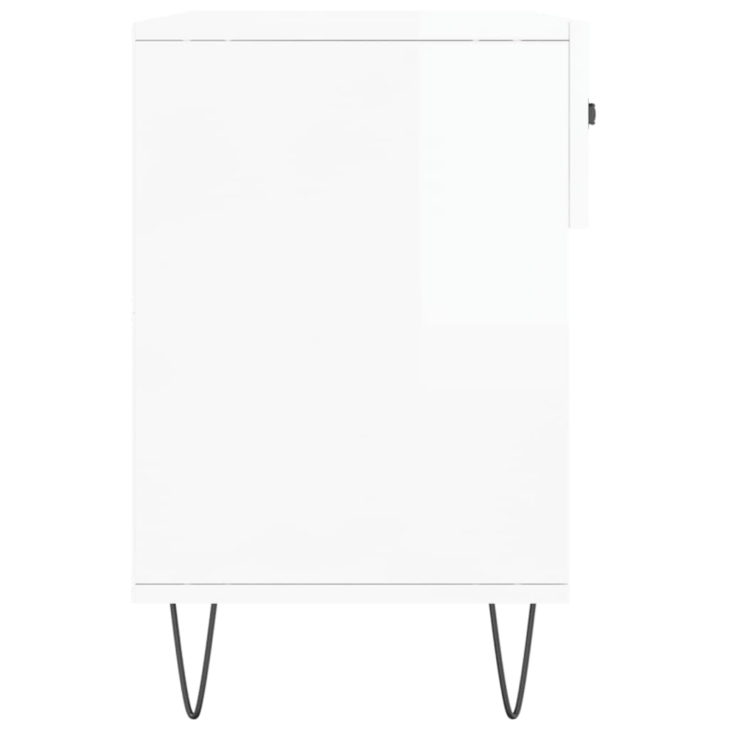 Shoe Bench High Gloss White 102x35x55 cm Engineered Wood