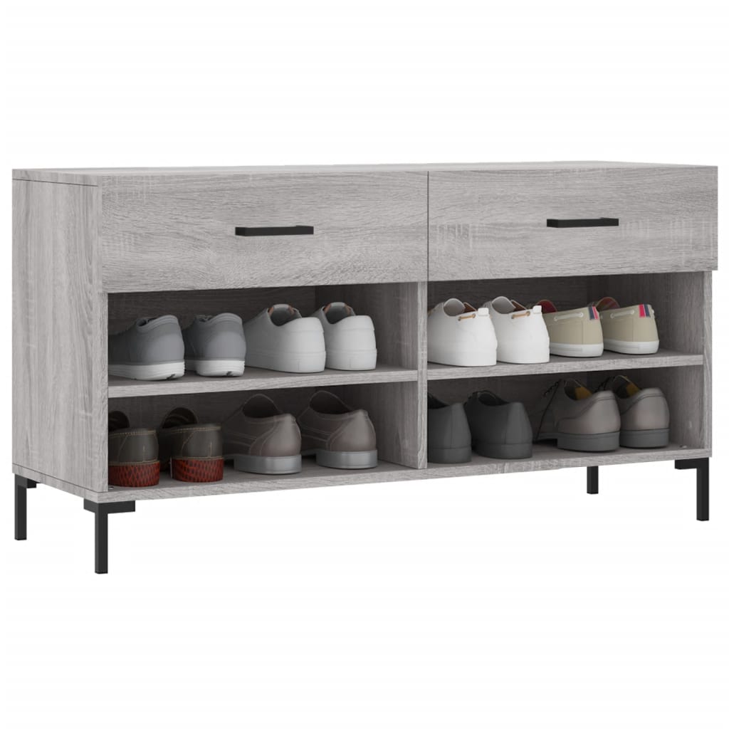 Shoe Bench Grey Sonoma 102x35x55 cm Engineered Wood