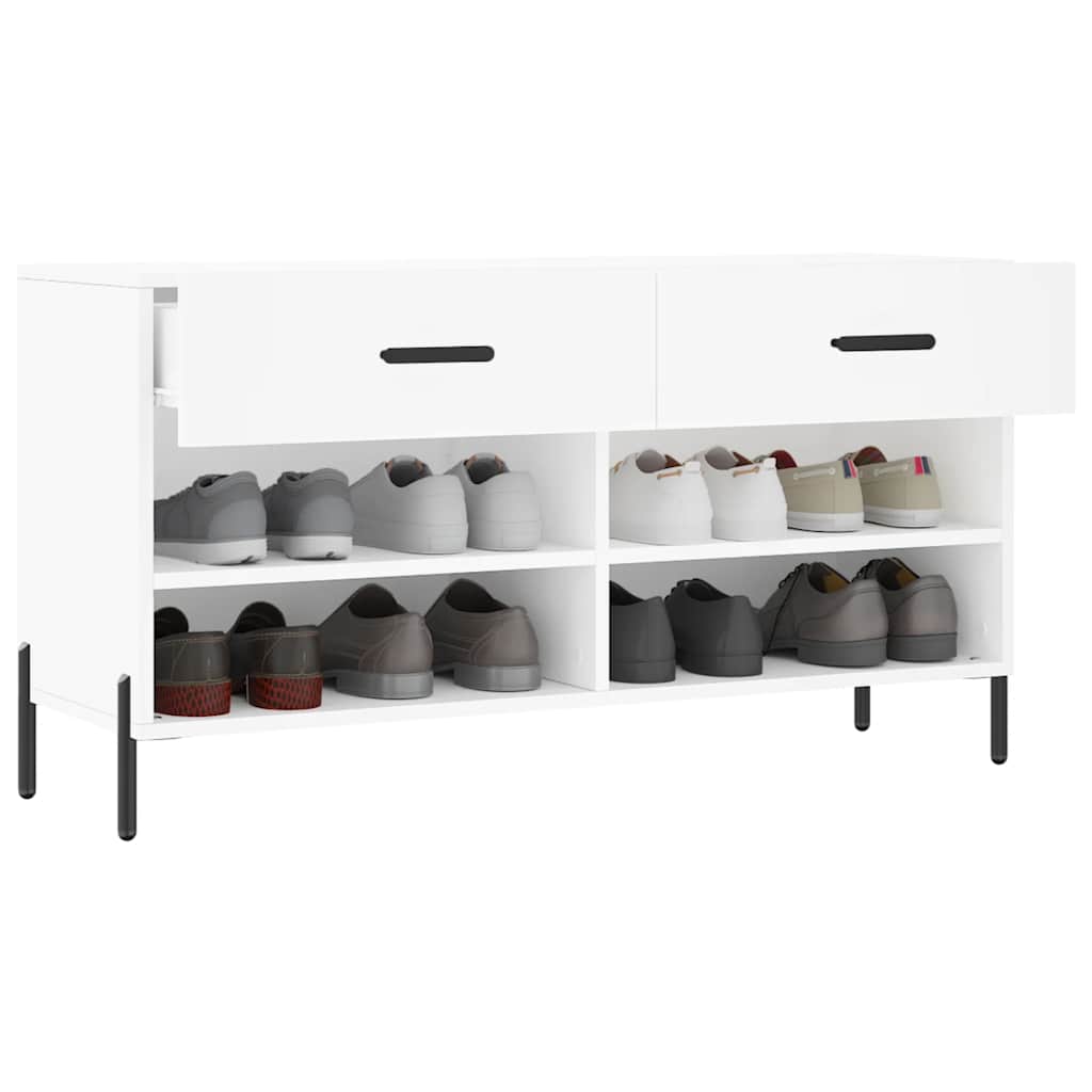 Shoe Bench White 102x35x55 cm Engineered Wood