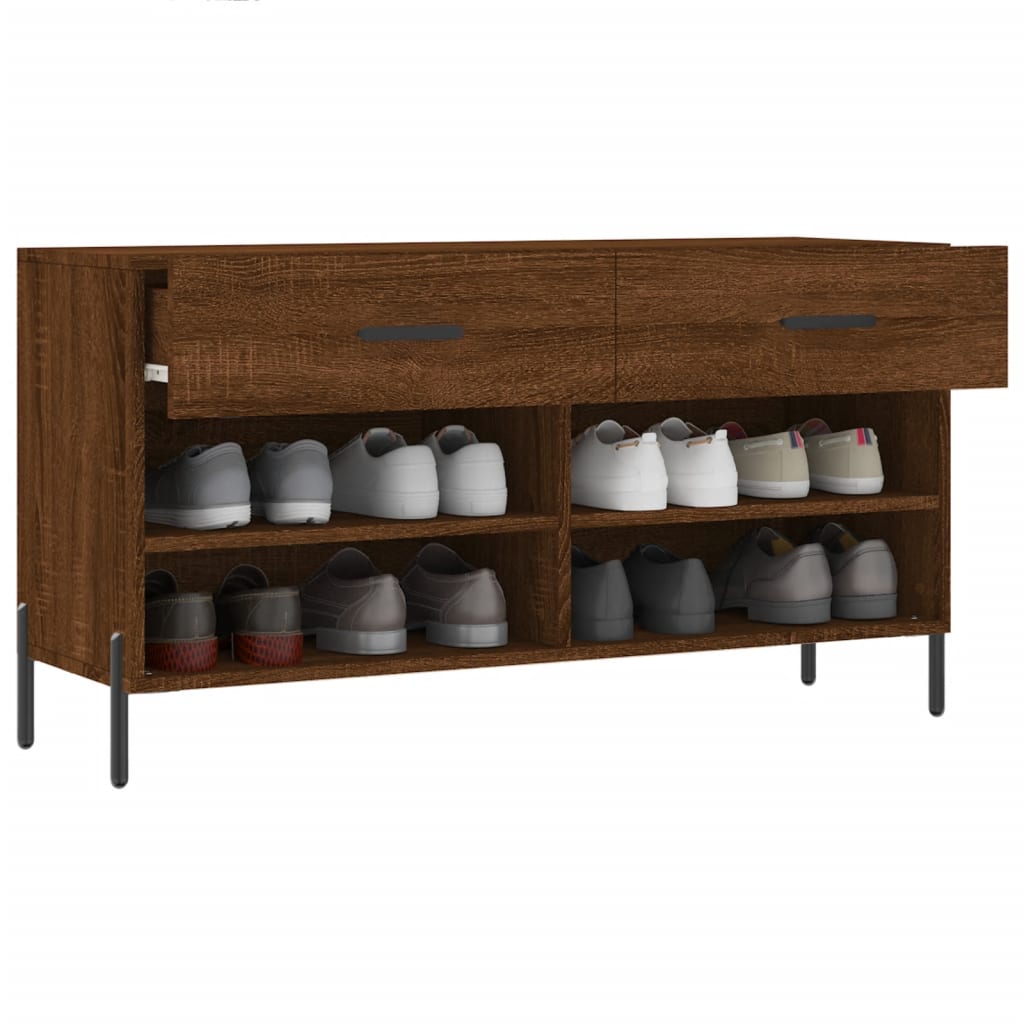 Shoe Bench Brown Oak 102x35x55 cm Engineered Wood