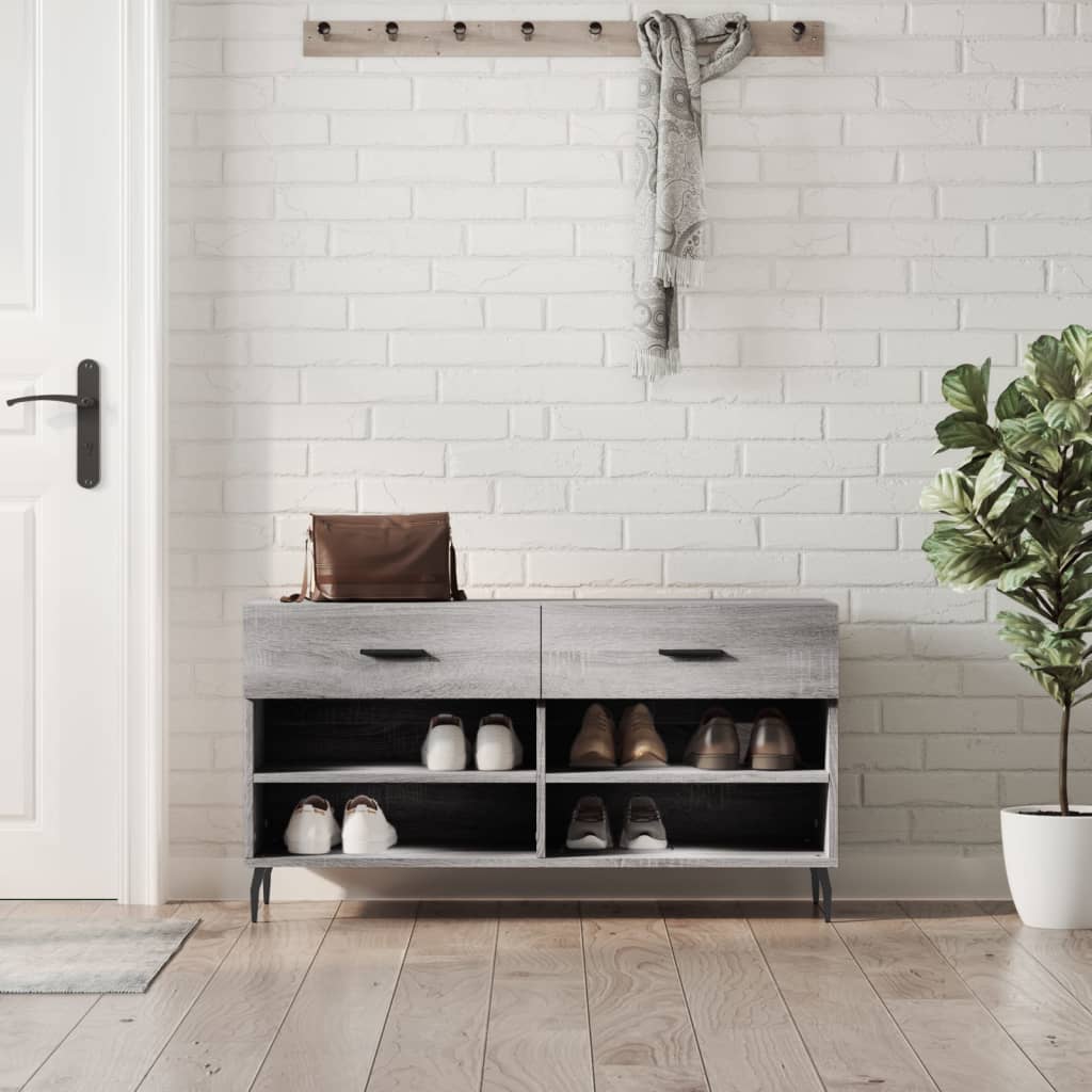 Shoe Bench Grey Sonoma 102x35x55 cm Engineered Wood