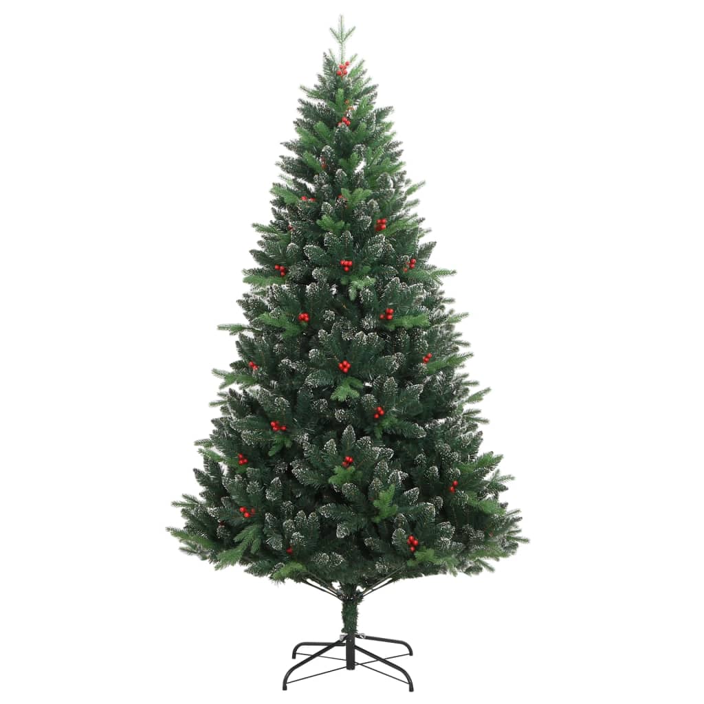 vidaXL Artificial Hinged Christmas Tree with Red Berries 150 cm