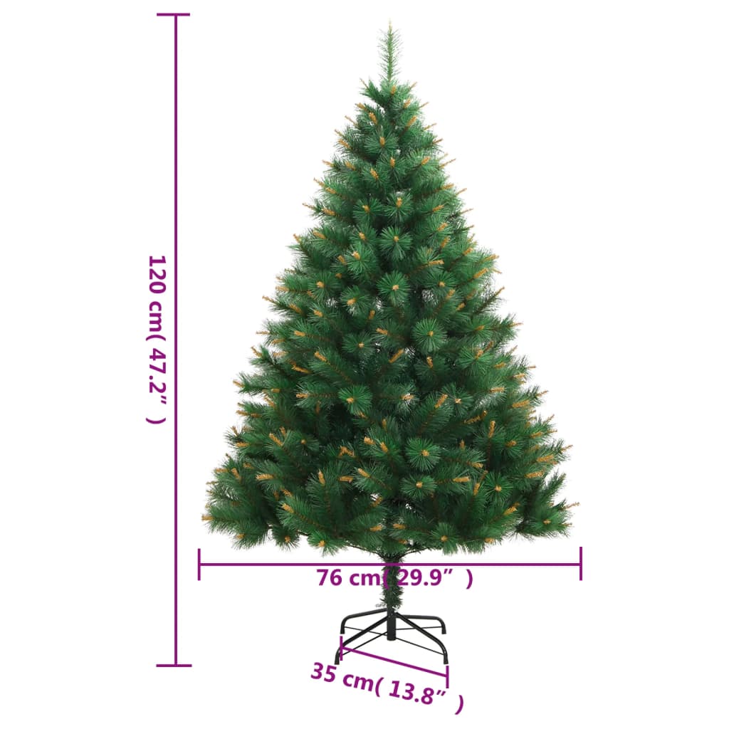 vidaXL Artificial Hinged Christmas Tree with Stand 120 cm