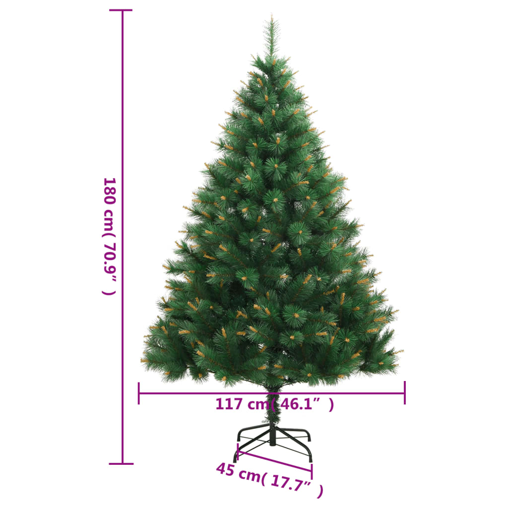 vidaXL Artificial Hinged Christmas Tree with Stand 180 cm