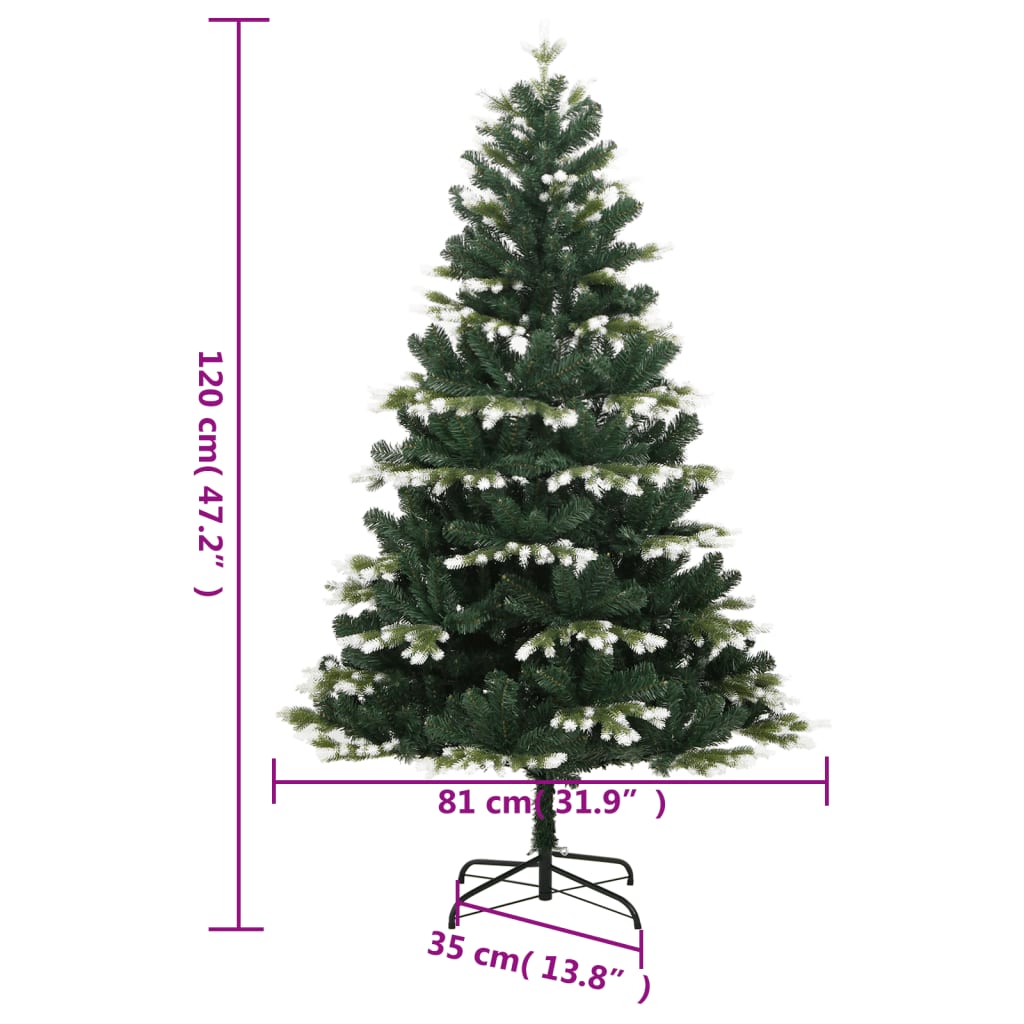 vidaXL Artificial Hinged Christmas Tree with Flocked Snow 120 cm