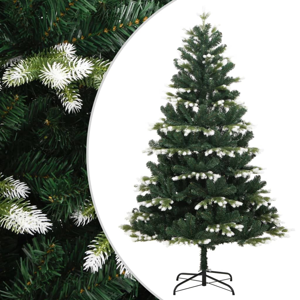 vidaXL Artificial Hinged Christmas Tree with Flocked Snow 150 cm