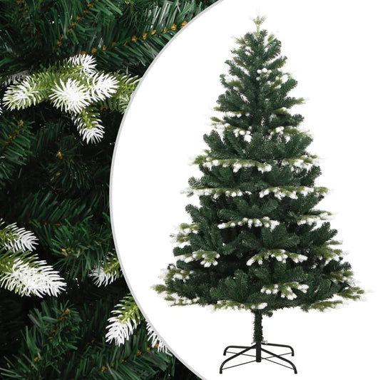 vidaXL Artificial Hinged Christmas Tree with Flocked Snow 180 cm