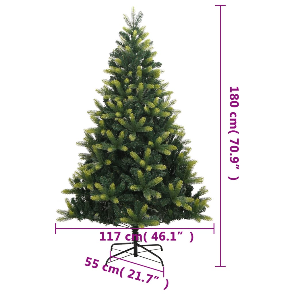 vidaXL Artificial Hinged Christmas Tree with Stand 180 cm