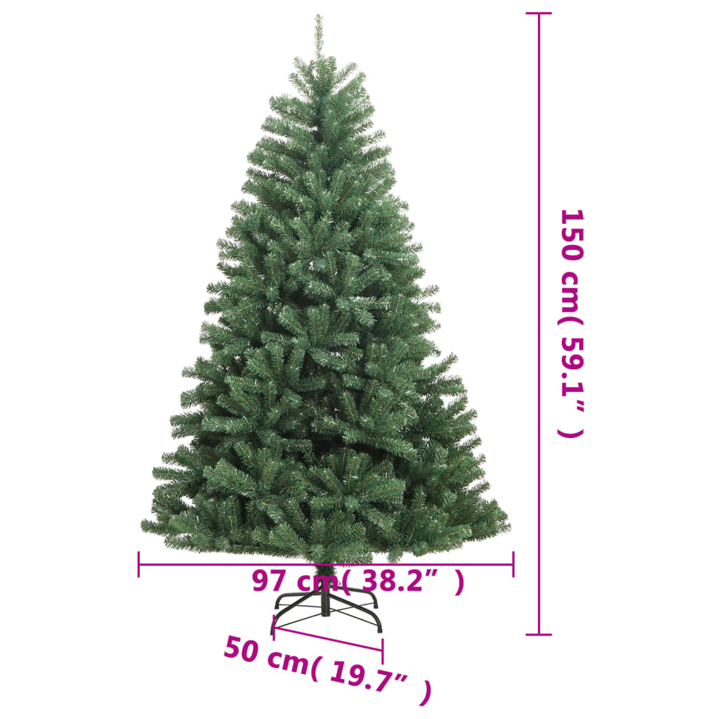 vidaXL Artificial Hinged Christmas Tree with Stand Green 150 cm