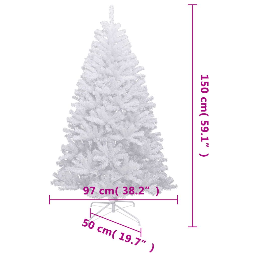 vidaXL Artificial Hinged Christmas Tree with Flocked Snow 150 cm