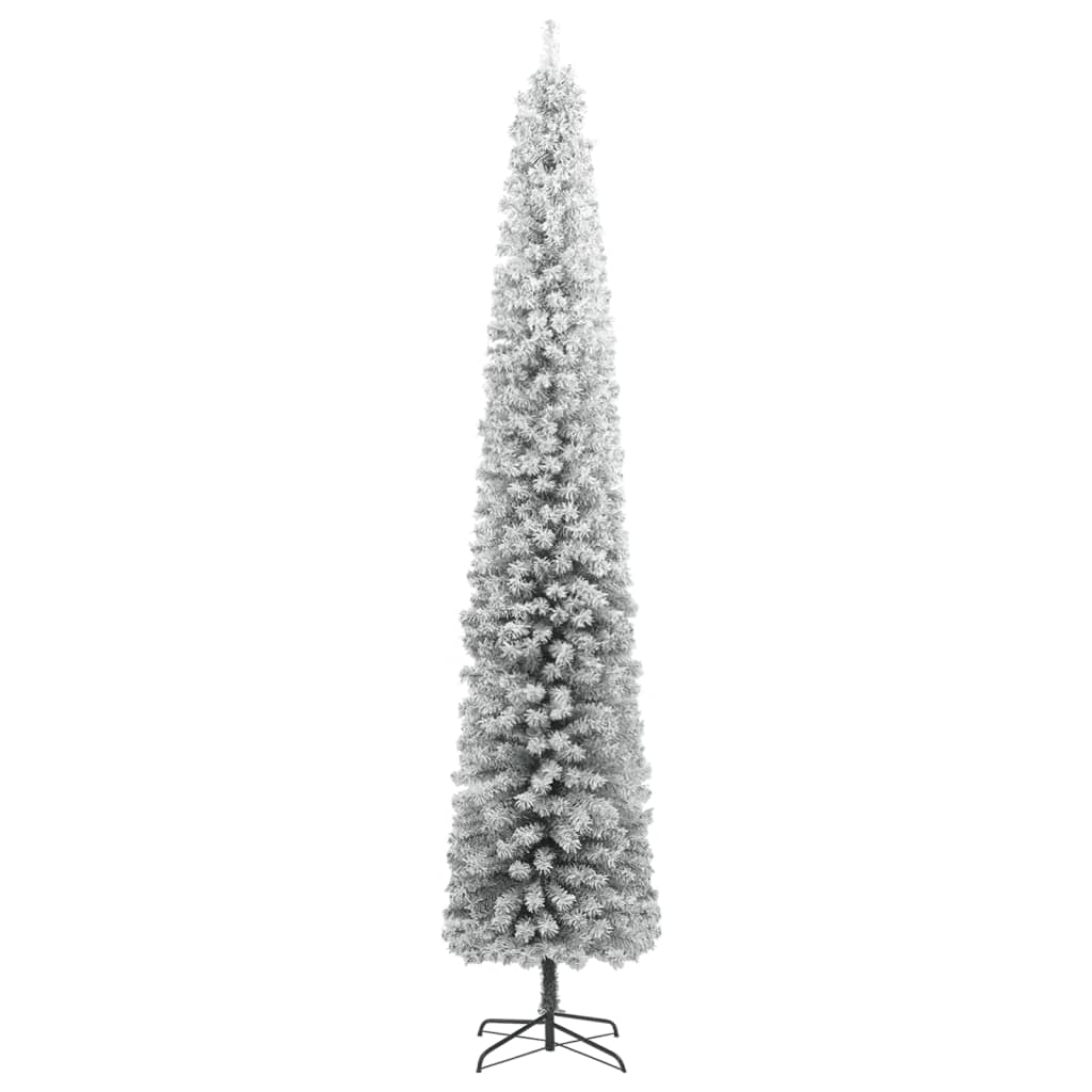 vidaXL Slim Christmas Tree with Stand and Flocked Snow 300 cm PVC