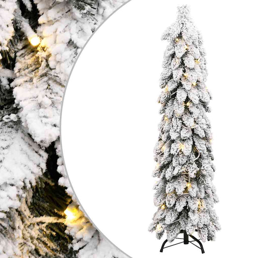 vidaXL Artificial Pre-lit Christmas Tree with 80 LEDs and Flocked Snow 150 cm