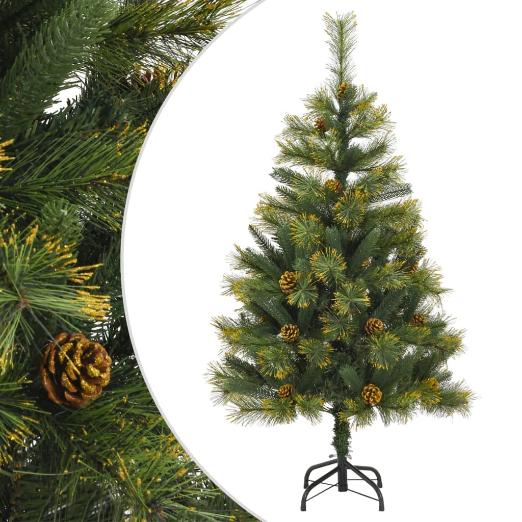 vidaXL Artificial Hinged Christmas Tree with Cones 150 cm