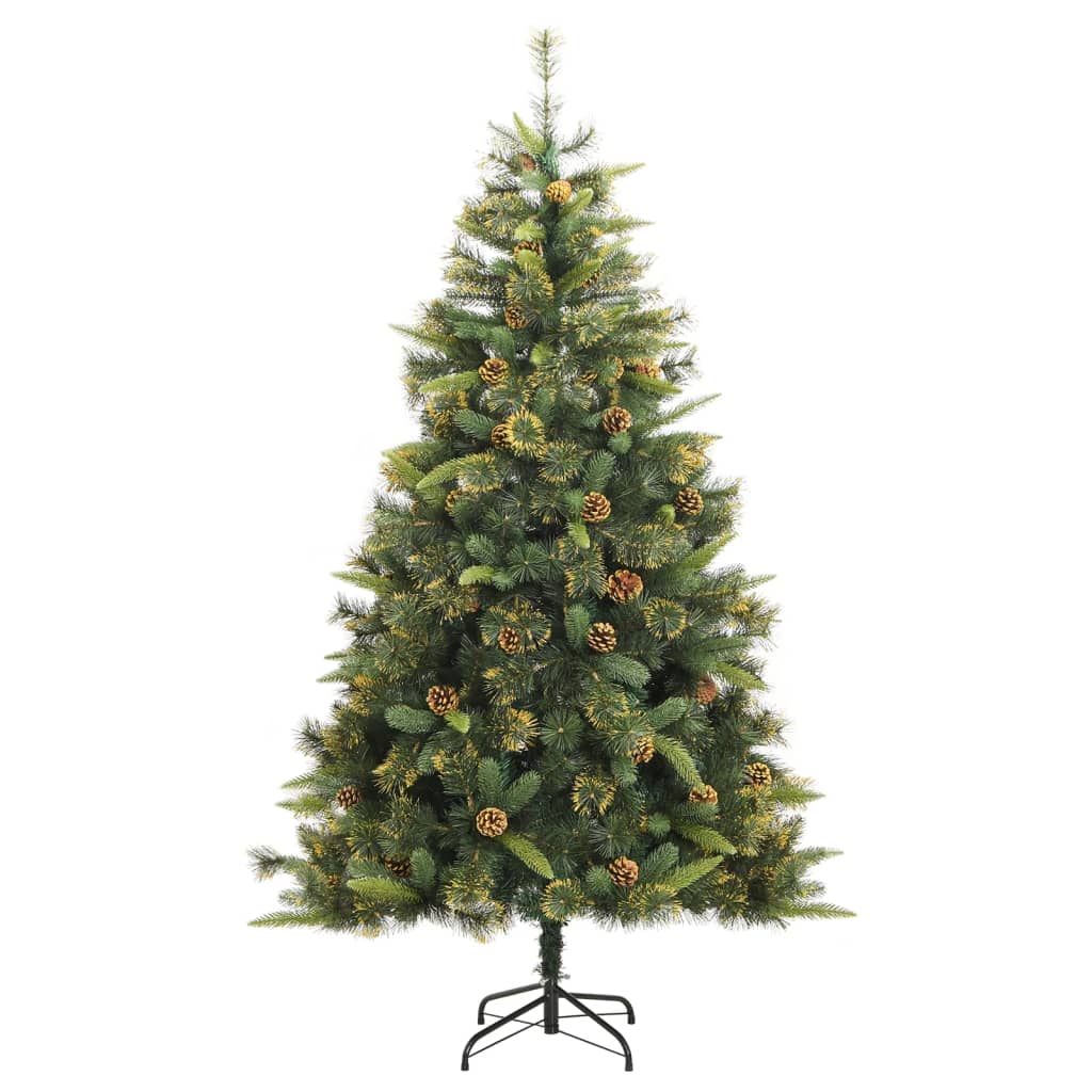 vidaXL Artificial Hinged Christmas Tree with Cones 180 cm