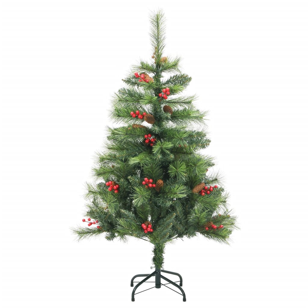 vidaXL Artificial Hinged Christmas Tree with Cones and Berries 120 cm