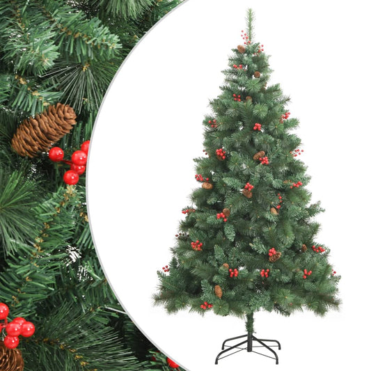 vidaXL Artificial Hinged Christmas Tree with Cones and Berries 180 cm