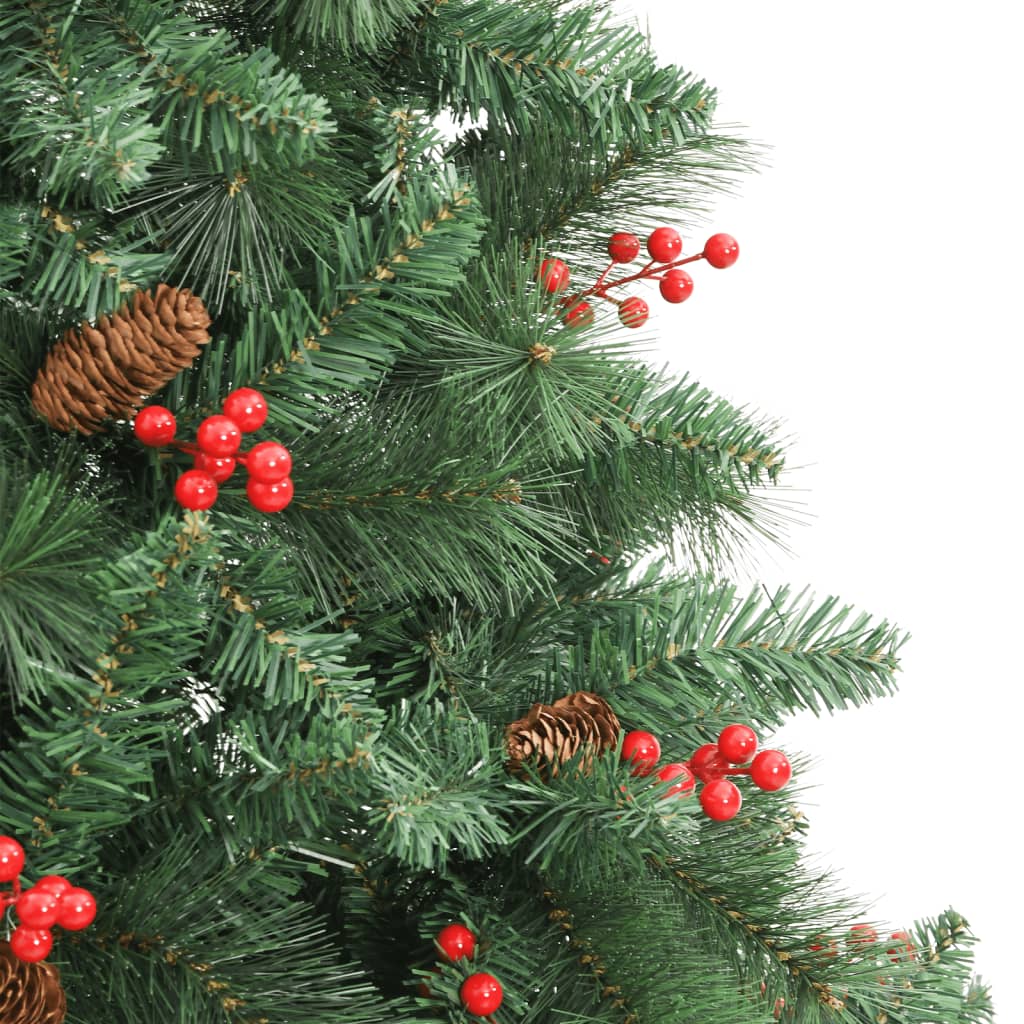 vidaXL Artificial Hinged Christmas Tree with Cones and Berries 180 cm